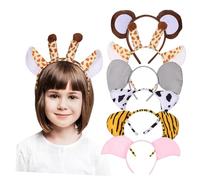 Veemoon 6 Piezas Diademas con Orejas de Animales para Niñas Accesorios de Pelo Divertidos para Fiesta y Cosplay Surtido con Vaca Mono Jirafa Tigre Cerdo y Complemento para Eventos y Fotos