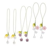 Veemoon 6 piezas Llaveros de Flores Tulipán Colgantes para Móvil con Cuerda Antideslizante y Decorativa Pulseras Cortas para Oficina Escuela y Viajes