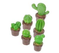 Veemoon 6 Piezas Planta en Maceta de Cactus simulada Verde Interior suculentas Falsas Planta Falsa decoración Tropical Adornos de imitación de Bonsai decoración de Mesa de Cactus Resina
