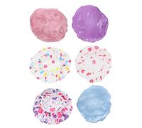 Veemoon 6piezas Gorros De Ducha Reutilizables Para Mujer Gorro Pelo Cómodo Banda Elástica Para Ducha y Trenzas