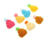 Veemoon 7 Piezas Mini Gorros De Lana Para Muñecas - Sombreros De Navidad Pequeños - Tapa De Botella De Champán y Accesorios Para Decoración Infantil