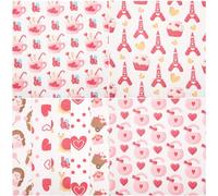 Veemoon 8 Piezas de Telas de Patchwork de Algodón Poliéster 25X25 CM Diseño de San Valentín para Costura Artesanal Decoración del Hogar y Manualidades DIY