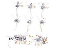 Veemoon 8piezas De Novia Flores Accesorios De Tela Para Boda Set De Horquillas y Peinetas