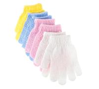 Veemoon 8Piezas Guantes de Baño Exfoliantes de Doble Cara Tipo Manopla con Cinco Dedos Toallas de Lavado para Cuerpo para Ducha y Masaje Colores Amarillo Blanco Azul y Rosa