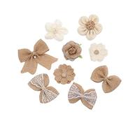 Veemoon 9 Piezas De De Tela De Arpillera y Yute Con Flores Para Manualidades y Decoración Rústica De Navidad - Perfectos Para Bricolaje y Scrapbooking