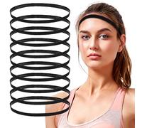 Veemoon 9 Piezas Diadema Deportiva Negra para Hombre, Elástica y Antideslizante, Accesorio para Correr Que Reduce el Sudor, Adecuado para Fútbol y Entrenamiento