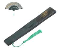 Veemoon Abanico de Mano con Diseño de Pluma de Pavo Real Resistente y Tela Portátil para Danza Cosplay y Fiestas Color Verde Elegante