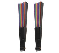 Veemoon Abanicos Plegables de Mano 2 Piezas, Abanico Estilo Arcoíris Marco de Plástico Negro, Compacto y Ligero para Baile, Festivales y Decoración Lgbt, Ventilador Plegable Colorido