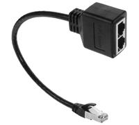 Veemoon Adaptador Divisor Ethernet Rj45 1 a 2 Cable de Cobre Estañado y Plástico Negro, Expande Capacidades de Red sin Deformarse, Adecuado para Conexión LAN