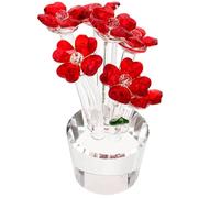 Veemoon Adorno Floral de Cristal Rojo Único para Mesa Decoración Creativa de Escritorio Estatuilla Delicada para Regalos y Centros Decorativos Casa