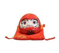 Veemoon Alcancía Daruma de Cerámica Roja para Monedas y Cambio,