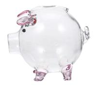 Veemoon Alcancía de Cristal Transparente Forma de Cerdito, Mini Hucha de Vidrio de Borosilicato Rosa, Bote para Guardar Dinero y Monedas Niñas, Ahorro y Decoración