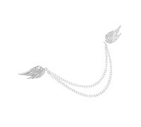 Veemoon Angel Wing Rhinestone Brooch with Tassel Chain for Men and Women Suit Lapel Pin and Collar Accessory