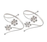 Veemoon Anillas Metálicas Dobles para Cortinas Diseño Floral y Cristales 2 Unidades Plateadas Sujetadores Decorativos Aplicables para Sala Cocina y Dormitorio