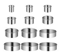 Veemoon Anillos para Hornear de Acero Inoxidable 12 Piezas, Cortadores de Galletas y Moldes para Muffins, Caja Metálica para Repostería, Utensilios Pastelería Resistentes y Fáciles
