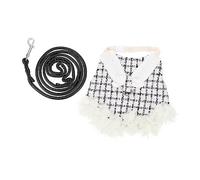 Veemoon Arnés para Conejo con Correa Chaleco Sin Mangas Cómodo para Mascotas Vestido Decorativo y Accesorio para Exteriores Adecuado para Conejos Pequeños Diseño Chic Negro y Blanco Talla