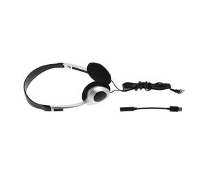 Veemoon Auriculares Supraurales Cable Color Negro y Acabado Retro Plateado, Adaptador 3.5 Mm a USB-c Incluido, Compatibles Computadora, Teléfono y Tableta, Ideales para Uso Escolar