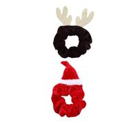 Veemoon Bandas Elásticas Cabello de Franela Navideñas 2 Piezas Rojo Vintage Coletero de Tela Suave para Decoración de Cabello en Fiestas y Uso Diario