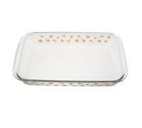 Veemoon Bandeja de Vidrio para Horno Rectangular 22L Resistente al Calor Fuente para Asar y Cocinar al Microondas Adecuado para Vapor y Hornear Pescado Color Amarillo Estampado