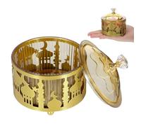 Veemoon Bandeja Metálica Dorada para Dulces Eid Mubarak Bandeja Decorativa para Aperitivos y Postres Árabes Tamaño Mediano Adecuado para Uso Doméstico y Decoración del Hogar