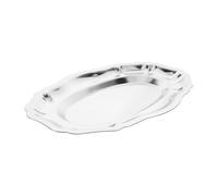 Veemoon Bandeja para servir - Plato decorativo de acero inoxidable para postres - Bandeja organizadora de tocador retro con borde elevado - Plato ovalado para servir en barbacoas, fiestas, bufés,