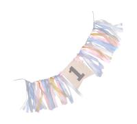 Veemoon Banner de Tiras para Decoración de Fiesta Cumpleaños, Color Rosa y Azul, Conjunto de Banderines de Tela para Silla Alta, Adecuado para Eventos Infantiles y Celebraciones