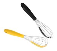 Veemoon Batidor Manual de Mano de Acero Inoxidable 2 Piezas Batidor de Huevos para Cocina y Repostería Diseño Ergonómico en Negro y Amarillo para Mezclar Batir y Amasar Recetas Caseras