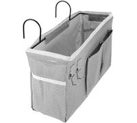 Veemoon Bolsa Organizadora Colgante para Dormitorio Grande Gris Organizador de Tela Resistente Estructura de Hierro Gran Capacidad para Artículos Varios y Almacenamiento Junto Cama