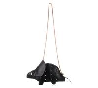 Veemoon Bolso Bandolera de Dinosaurio Negro Remaches de Piel Sintética Bolso Creativo para Mujer y Niña Monedero Original Diseño 3d Triceratops Casual