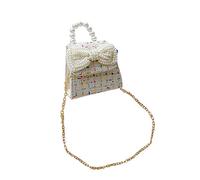 Veemoon Bolso de Arco de Perla Bolsa de Hombro Elegante Noche Mujer Bolso de Hombro Solo para Bolso Infantil con Lazo Bandolera para Bolso de Bowknot Sabana de Algodon Blanco