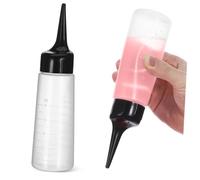 Veemoon Botella Aplicadora Vacía Con Punta Inclinada Negra y Escala Medidora Para Tintes y Tratamientos Capilares Botella De Plástico Transparente Para Mezclar y Aplicar Productos De Cabel