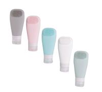 Veemoon Botellas de Silicona Rellenables para Cosméticos 5 Piezas Tamaño Portátil a Prueba de Fugas con Cepillo Integrado para Viaje y Cuidado Personal Multicolor