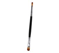 Veemoon Brocha de Maquillaje Profesional Doble Punta con Mango de Madera Negra y Tubo Plateado Cepillo para Sombras de Ojos y Polvos Fibra Sintética Suave para Aplicar Sombra y Delinear