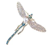 Veemoon Broche De Libélula Gemas y Perlas Adorno Para Ropa De Mujer Prendedor Estético Para Chal y Sombrero Broche De Libélula Para Solapa