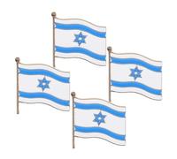 Veemoon Broche de Metal Bandera de Israel Pequeña, Diseño Ondulado, 4 Piezas, Pin de Insignia para Solapa, Mochila y Ropa, Accesorio Patriótico y Durable para Mujer