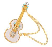 Veemoon Broche de Solapa Vintage de Aleación de Zinc Gemas de Imitación y Borla, Pin Decorativo de Guitarra Musical para Blazer, Vestido y Mochila, Accesorio Elegante para Ocasiones