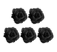 Veemoon Broche Funerario de Rosas Artificiales Negras 5 Piezas Pinza Pelo Forma de Rosa Accesorio Funerario de Tela para Tocado y Adorno en Ceremonias y Luto