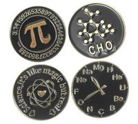 Veemoon Broche Redondo Negro De Metal Símbolos De y Matemáticas 4piezas Broche Decorativo Para