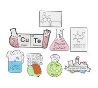 Veemoon Broches De Laboratorio De Esmalte Divertido, Pins De Química Decorativos, Set De 8 Piezas De Metal, Accesorios Para Solapa De Mujer, Para Mochilas y Sombreros, Diseños Variados y Resistentes