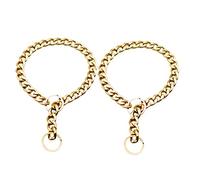 Veemoon Cadenas Decorativas para Perros 2 Piezas Doradas 35 Cm S M para Cuello hasta 30 Cm Accesorio Elegante de Metal para Mascotas en Fiestas y Uso Diario