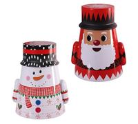 Veemoon Caja de Almacenamiento Navideña de Hierro 2 Piezas Forma de Vaso Papá Noel y Muñeco de Nieve para Dulces y Té Diseño Decorativo y Festivo Adecuado para Obsequio de Navidad