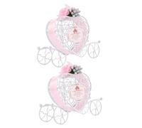 Veemoon Caja de Dulces de Hierro Forma de Carruaje Rosa Set 2 Unidades para Bodas y Fiestas Contenedor Calado para Chocolates y Obsequios Adecuado Recuerdo Romántico