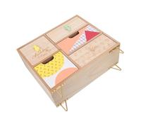 Veemoon Caja De Madera Compartimentos Para Cosméticos y Joyas, 1 Cajón, Tamaño Mediano, Almacenamiento Clasificado, Para Uso Doméstico, Organizador Multifunción Para Tocador