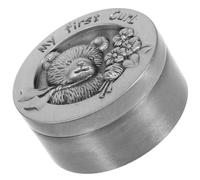 Veemoon Caja Metálica para Guardar Cabello Fetal de Ñiño Diseño Oso Color Antiguo, Compacta y Segura, Caja de Recuerdos, Accesorio Decorativo Adecuado para Habitación Infantil