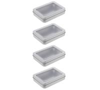 Veemoon Caja Organizadora de Escritorio Transparente para Almacenamiento Seguro y Visible de Hojalata Plata para Set de 4 Piezas Adecuado para Joyas y Píldoras