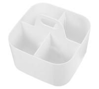 Veemoon Caja Organizadora y Asa de Plástico Blanco 4 Compartimentos para Almacenar Utensilios de Cocina y Papelería Hogar , Resistente y Práctica