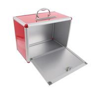 Veemoon Caja para Donaciones con Cerradura y Asa, Urna de Votación Pequeña Roja de 34,5 X 24,8 Cm, Caja de Recolección para Eventos, Buzón Seguro para Tarjetas y Recaudación de Fondos