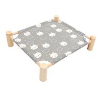 Veemoon Cama Elevada para Gatos Estructura de Madera Transpirable, Nido de Descanso Único para Mascotas en Interiores, Diseño Simple y Cómodo