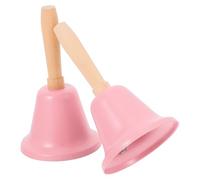 Veemoon Campana de Metal para Restaurante y Oficina 2 Piezas, Campana de Llamada Manual de Hierro Acabado en Polvo Rosa, Timbre de Servicio para Bar y Comedor, Accesorio para Atención