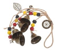 Veemoon Campanas de Viento Wiccanas para Puerta con Cuentas de Madera Natural y Pentagrama Campanillas de Bruja Vintage para Decoración Exterior E Interior Colgante Mágico para